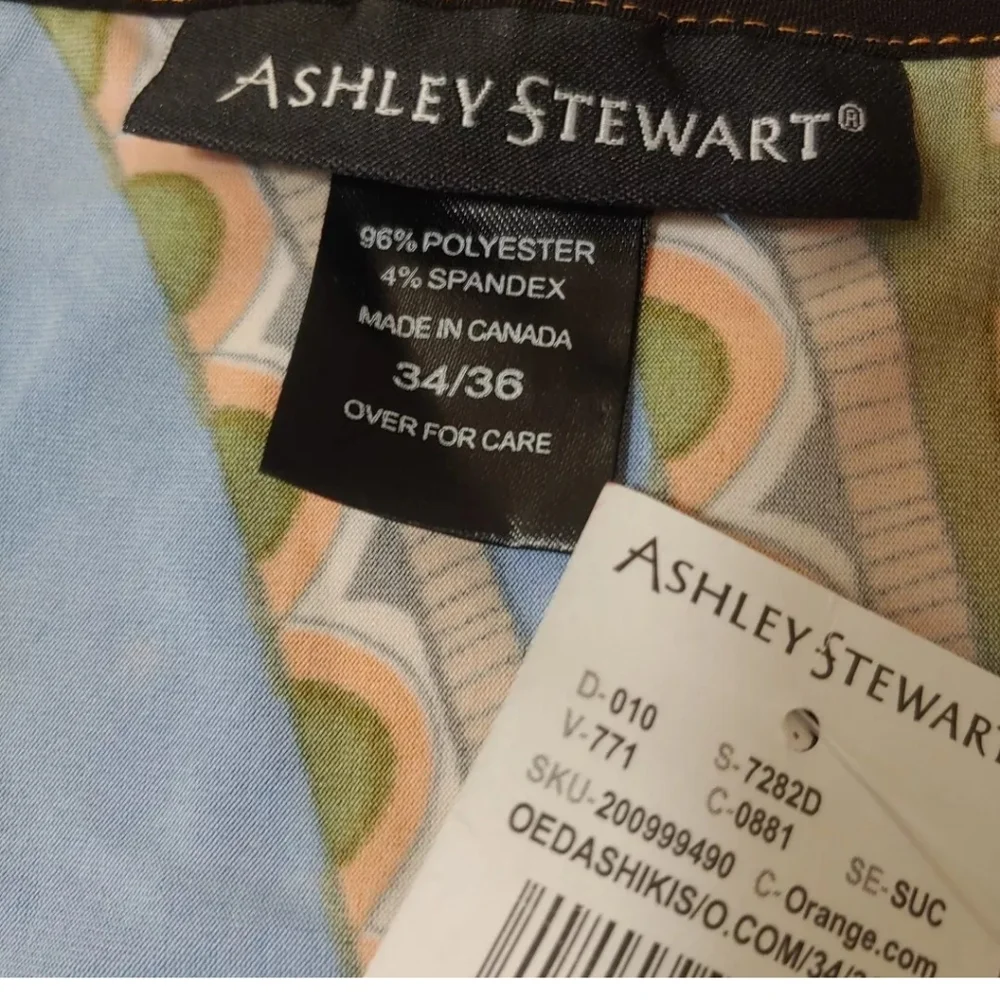 Ashley Stewart Tribal Midi Dress Woman Plus 34W 36W Orange Geometric Tribal New